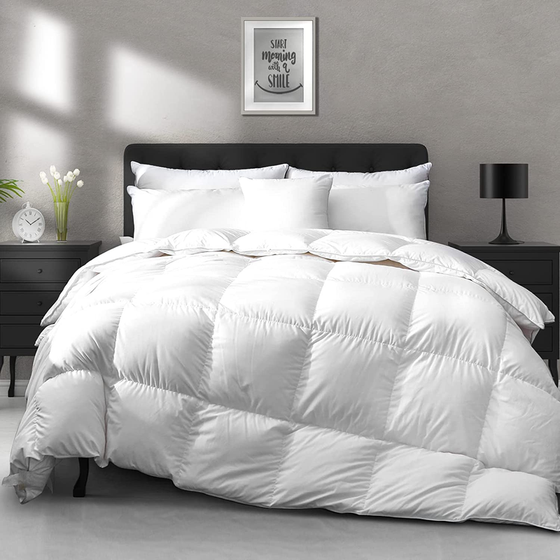 Lightweight down Feather Fibers Comforter Oversized King Size - Cooling Bed Comforter, Hotel Collection High Fill-Power Thin Duvet Insert for Warm Weather/Hot Sleepers, 120X98, White