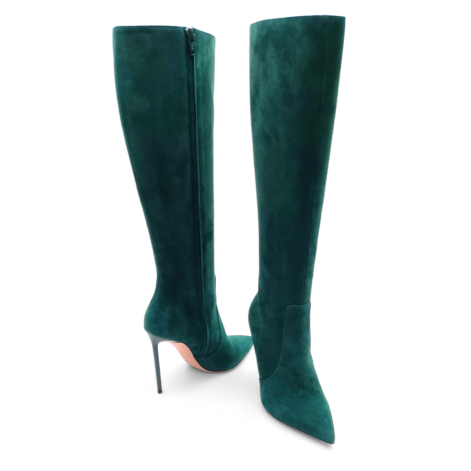 Bally Barbra 105 Deep Emerald 23 Goat Suede Boots US 7.5