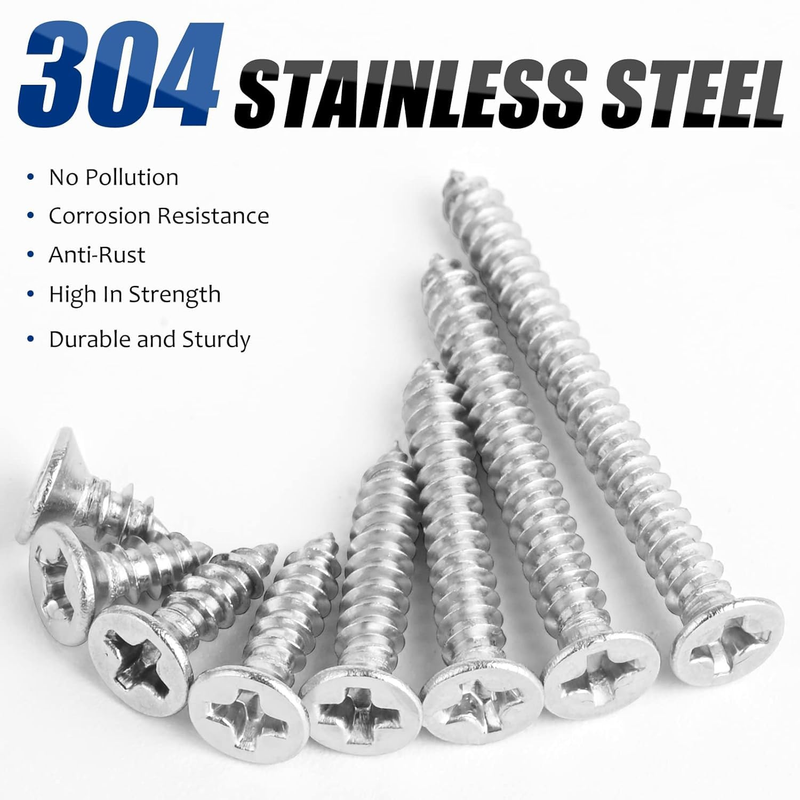 400 Pieces M3 Self Tapping Screws Stainless Steel Phillips Wood Screw 6mm - 30mm