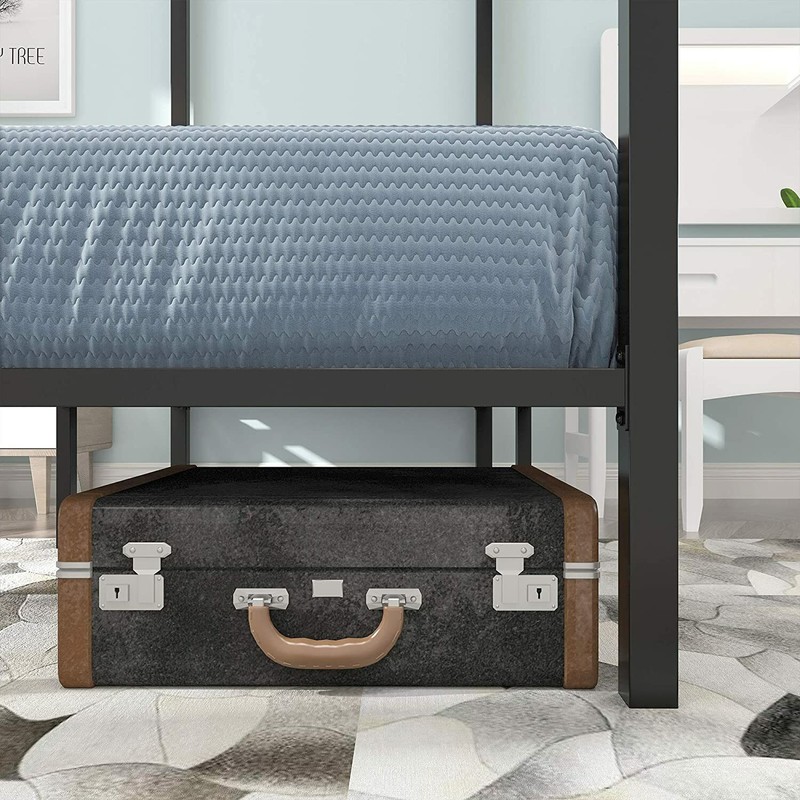 YITAHOME Metal Twin Size Canopy Bed Frame Platform Headboard Mattress Foundation