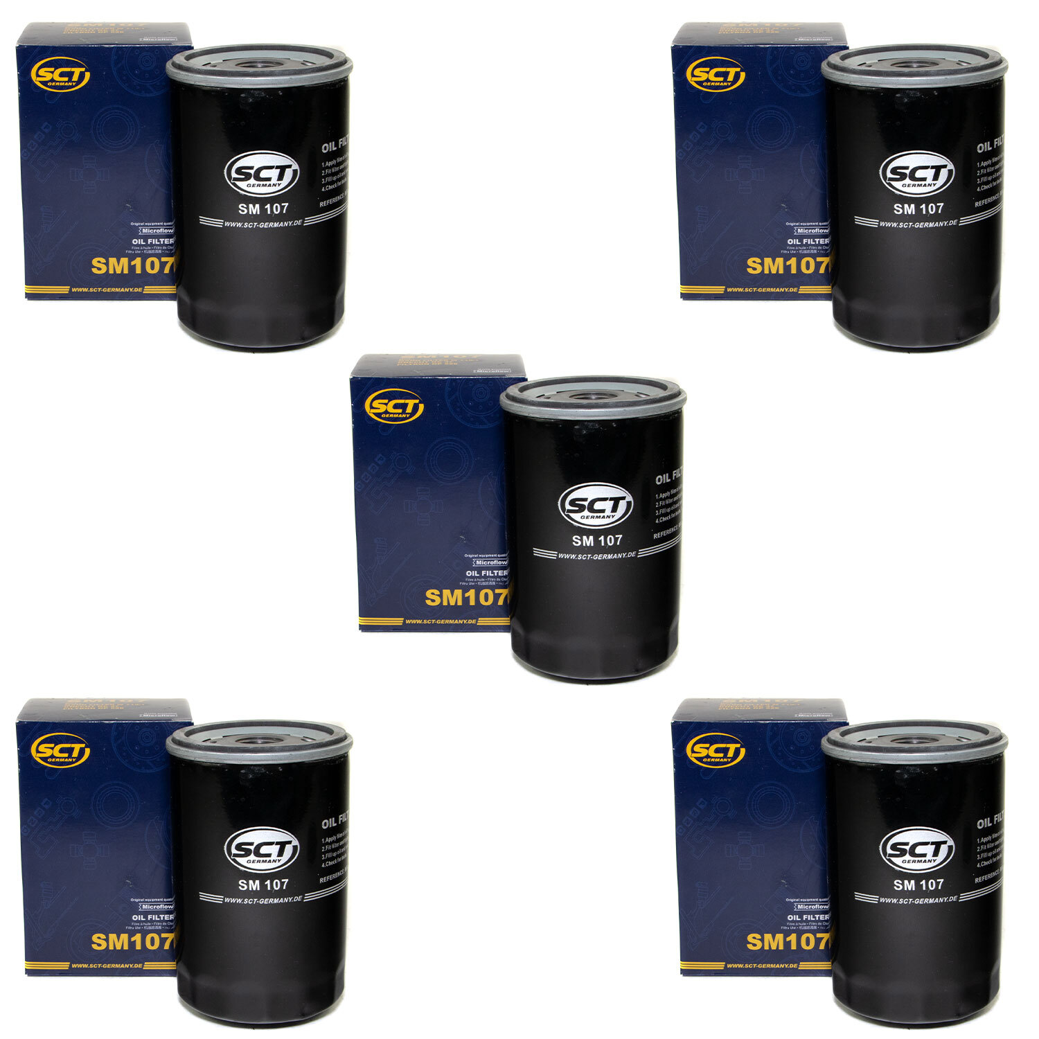 ⭐︎ Ölfilter 5 X SCT SM107 für Porsche Seat VW Polo Golf Passat