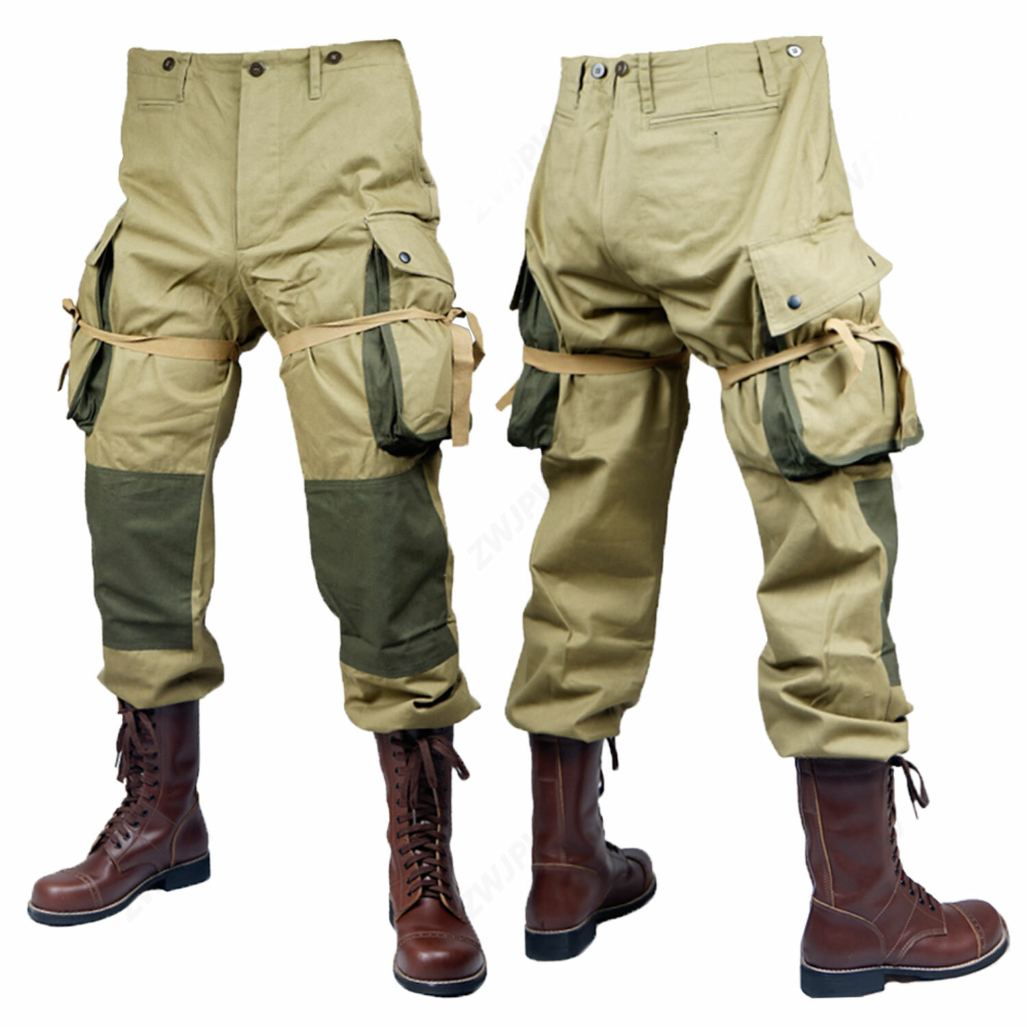 Khaki Men's M42 Paratrooper Trousers WW2 Type Airborne Pants
