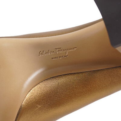 Pre-owned Ferragamo Salvatore  'arezzo 85' Gold Leather Pump Heels 8b $675 Shoes