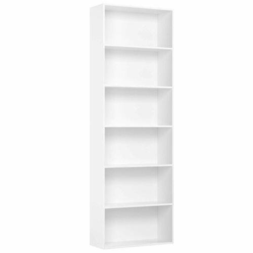 White 6 Tier Bookcase Shelf Tall, 6 Inch Deep Shelving Unit