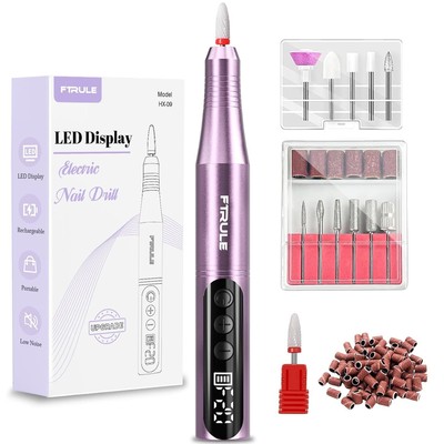 Electric Cordless Nail Drill File: LED Display Professional Portable Nail... 