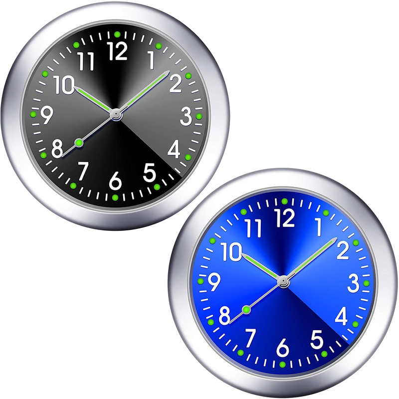 2Pieces Stick on Dashboard Car Clock Mini Tiny Small Luminous Car Vent Watch Boa