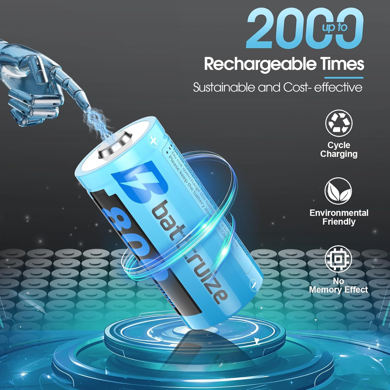 CR123A Rechargeable Batteries 8-Pack with Charger, 3.7V 800mAh CR123A Lithium Ba