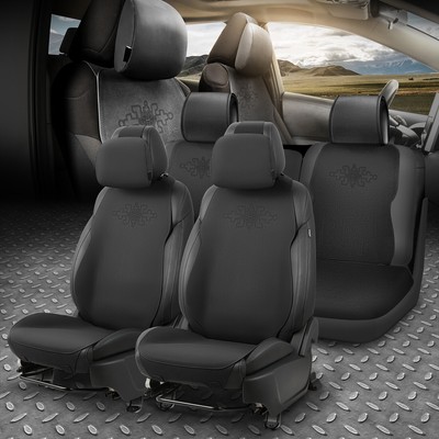 Полный комплект автомобильных чехлов из микрозамши серии Protex Plus, защитная подушка, черный