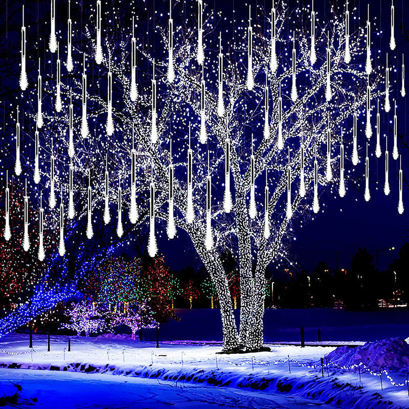 Kwaiffeo Weihnachtsbeleuchtung Außen, 10 Röhren Meteorschauer Lichterkette, Wass