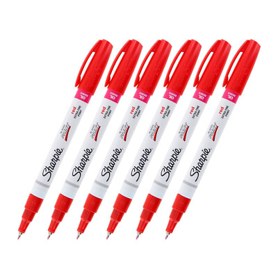 Sharpie Oil-Based Paint Marker, Extra Fine Point, Red Ink, 6-Count