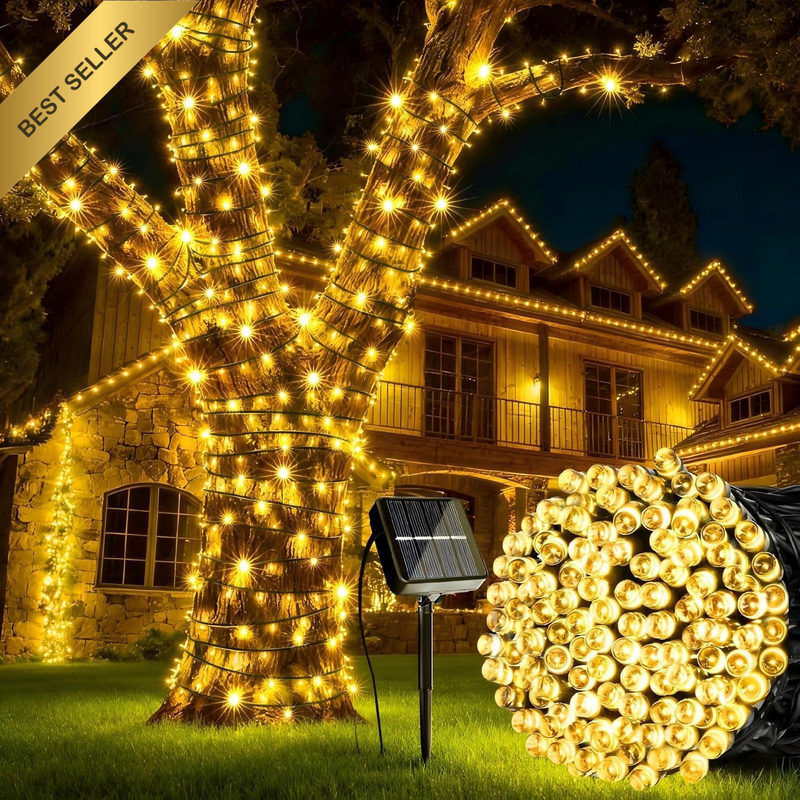 Solar String Lights Outdoor, 39Ft 100 LED Solar String Lights with 8 Modes, Wate