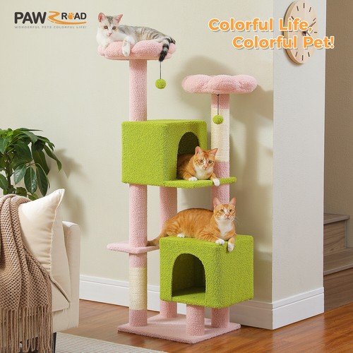 PAWZ Road Cat Tree Tower Scratching Post Multi-Level Large Condo House Toy 133cm