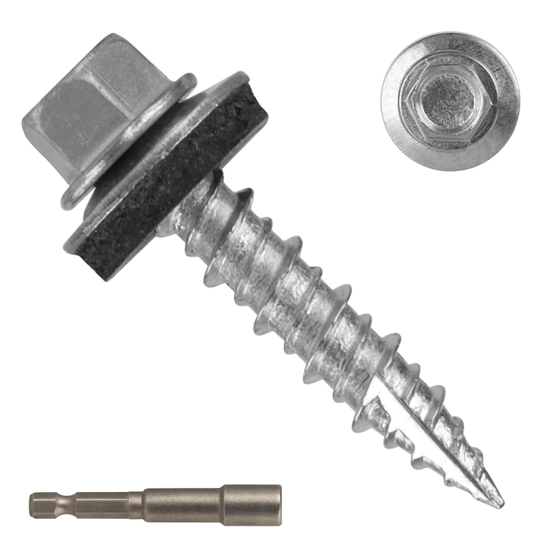 Hex Head Roofing Screws #10 × 1 Inch, 300Pcs Zinc Plated Self Tapping Metal Roof