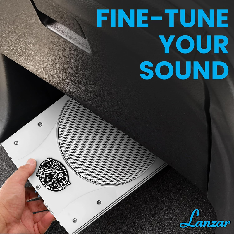 Lanzar Low Profile Marine Subwoofer System - 1000 Watt 8 Inch Slim Active Waterp