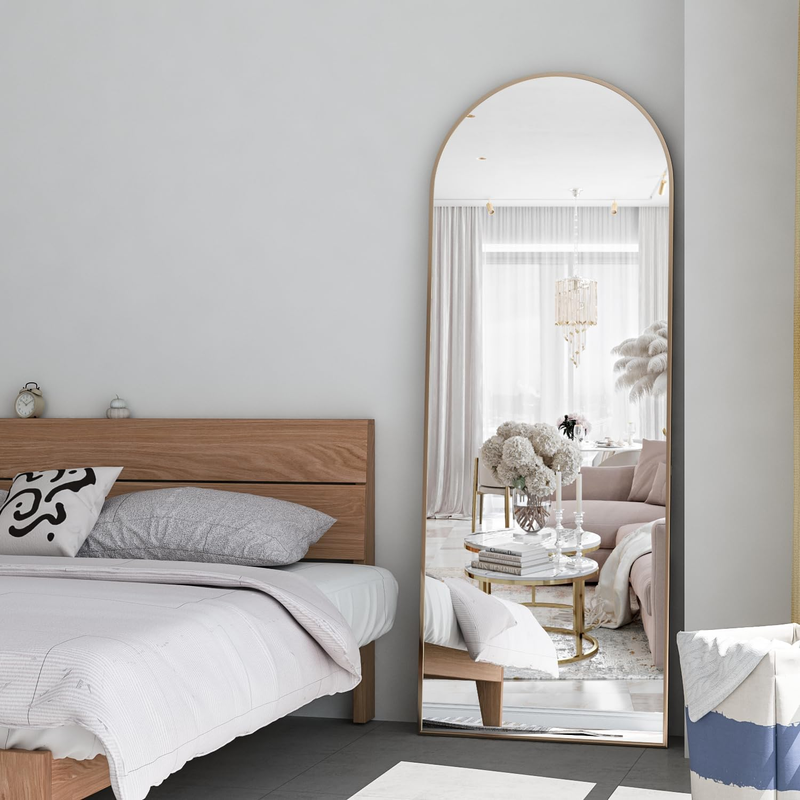 Full Length Mirror 58"x18" Arch Floor Mirror with Stand Arched Mirror Full Body