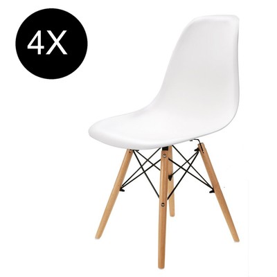 Noir Lot De 4 Chaises Design Tendance Retro Eiffel Bois Chaise De