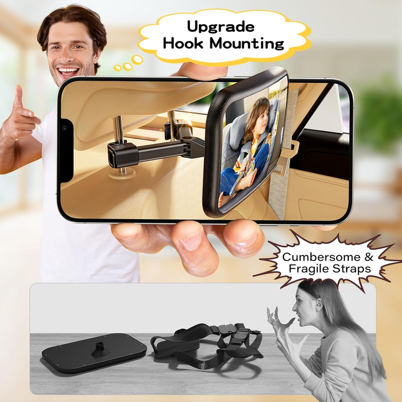 Baby Car Mirror for Baby Never Shake Newborn Essentials Baby Mirror for Car Seat