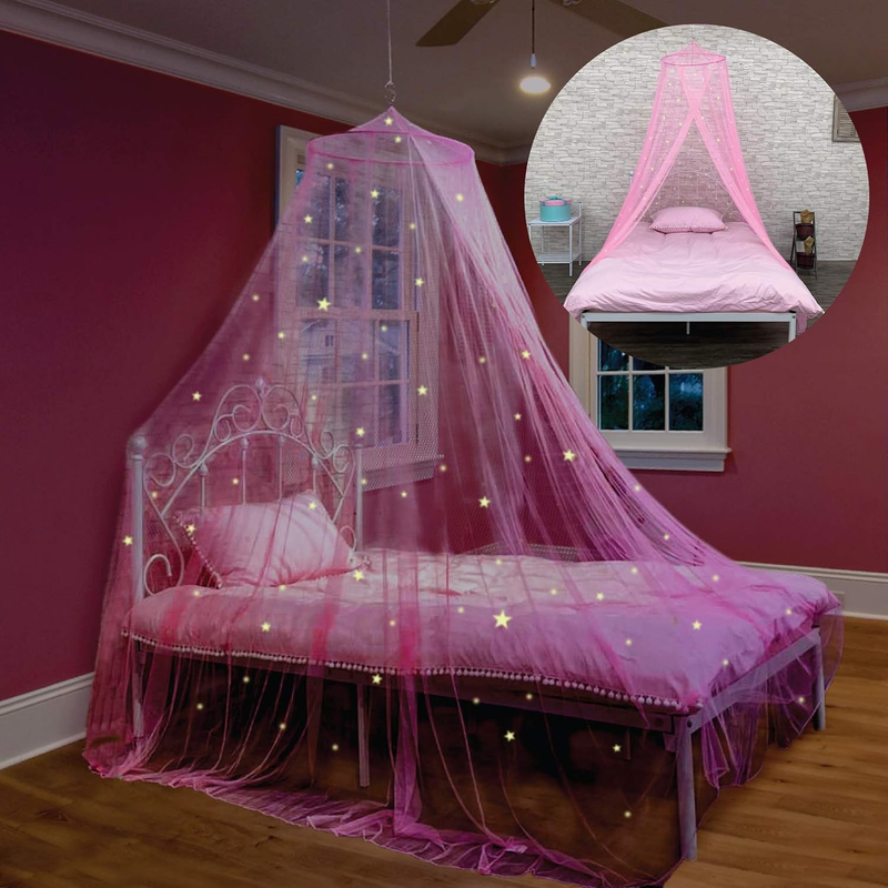 For Girls With Glowing Stars - Canopy Bed Curtains | Fits Si