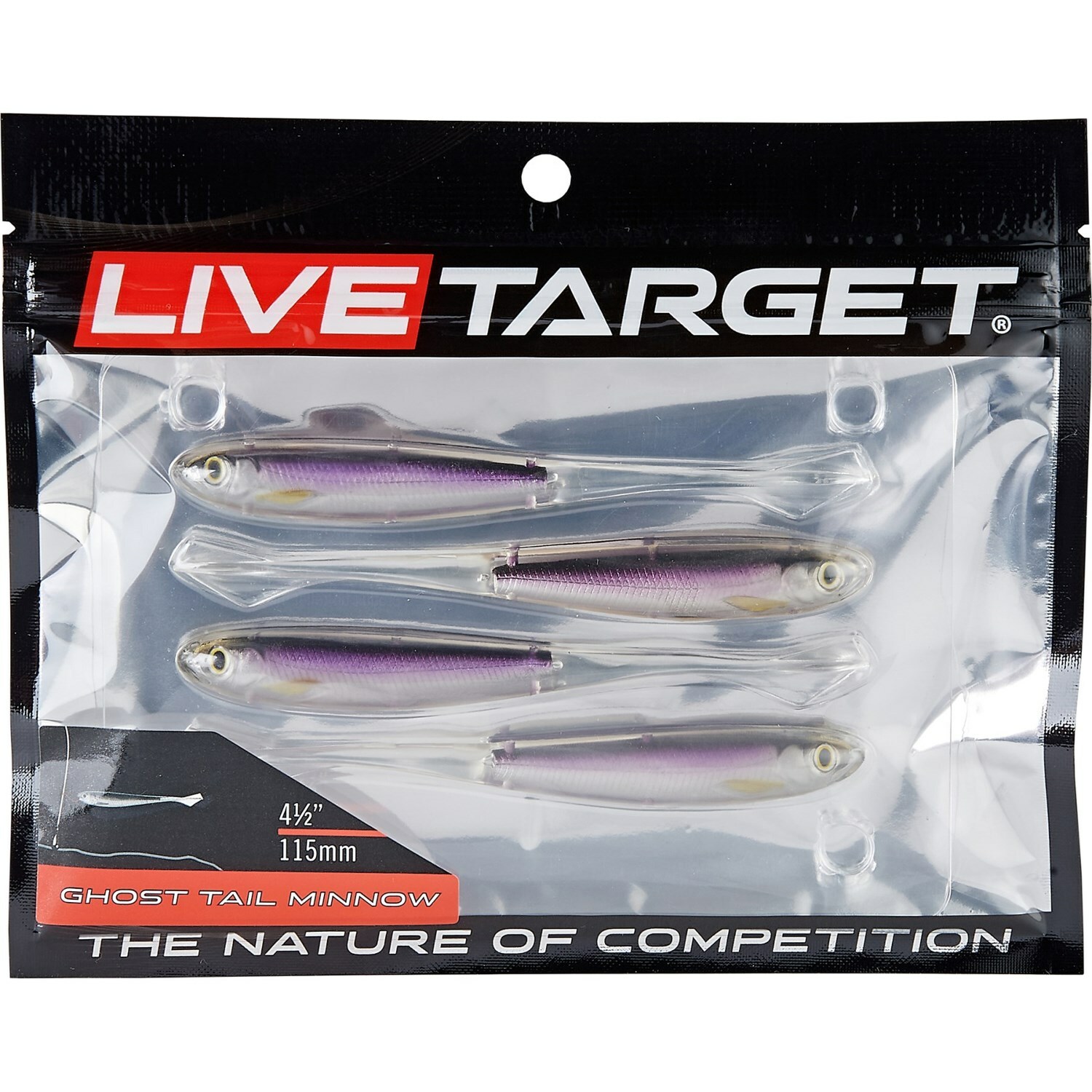 Плавающая приманка Live Target Ghost Tail Minnow Drop Shot (4 упаковки) — 4-1/2 — НОВИНКА!