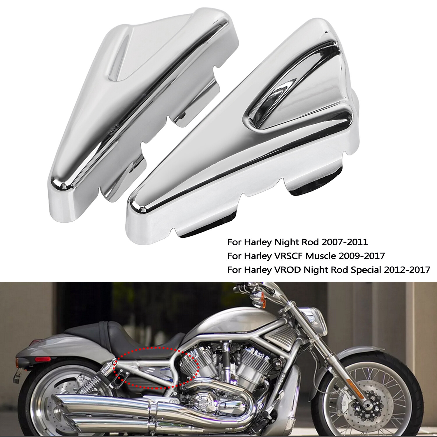 アクセサリー Neorockaluv Chrome Left Right Side Frame Tank Cover For Harley Night Rod