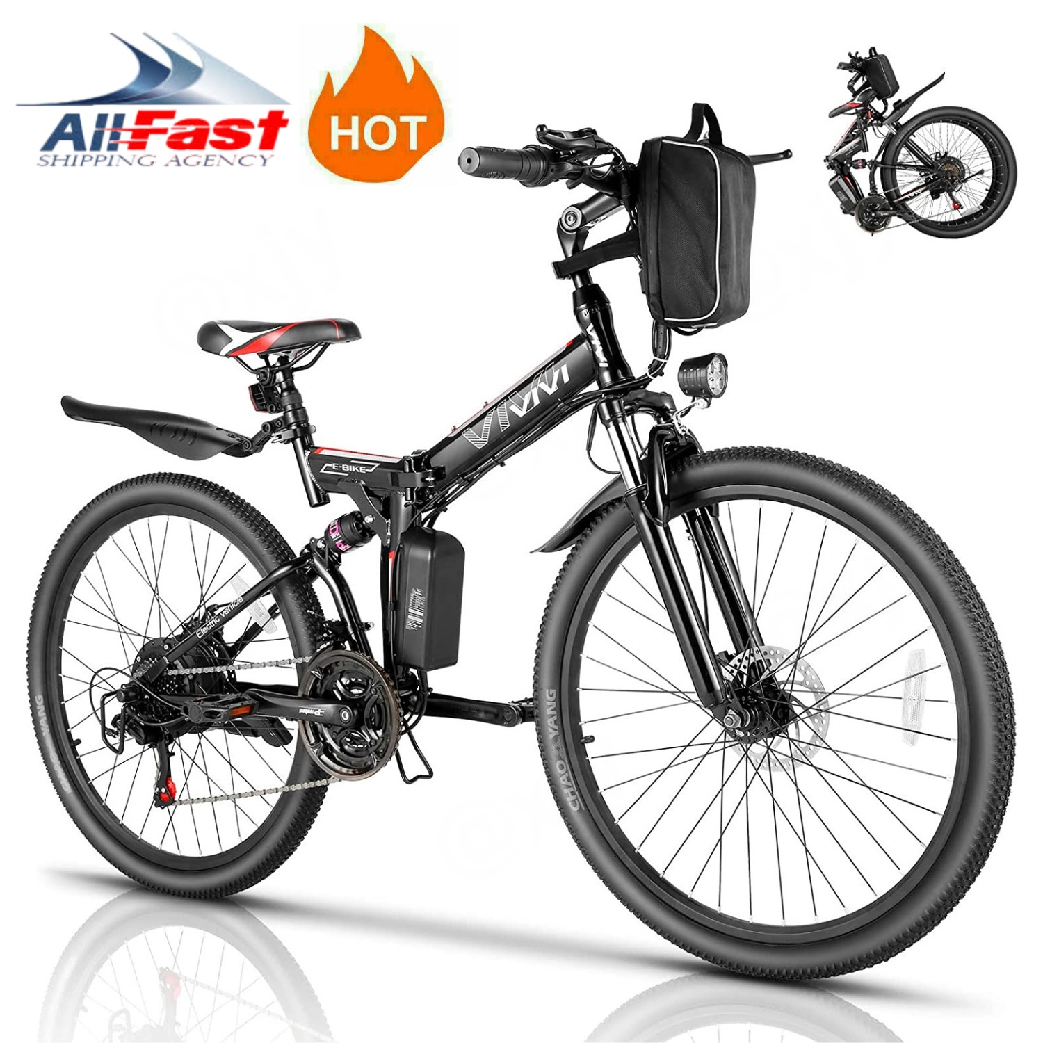 Electric Bicycle for Sale: 26" Folding Electric Bike Mountain Bicycle 500W w/48V Lithium Battery Ebike 140 in Hacienda Heights, California
