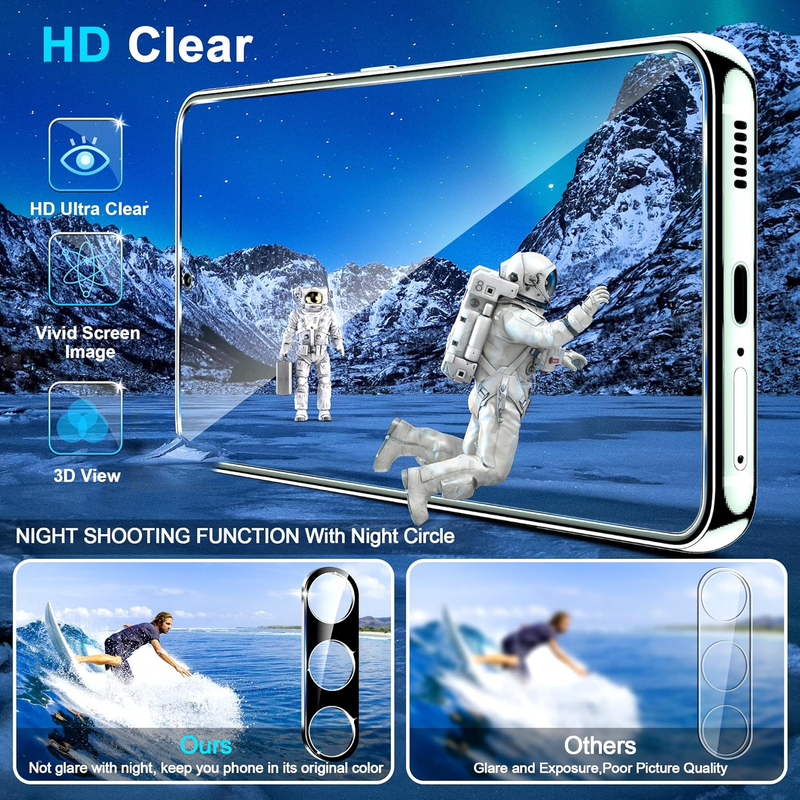 [3+3 Pack] for Samsung Galaxy S25 Screen Protector, 9H Tempered Glass, Ultrasoni