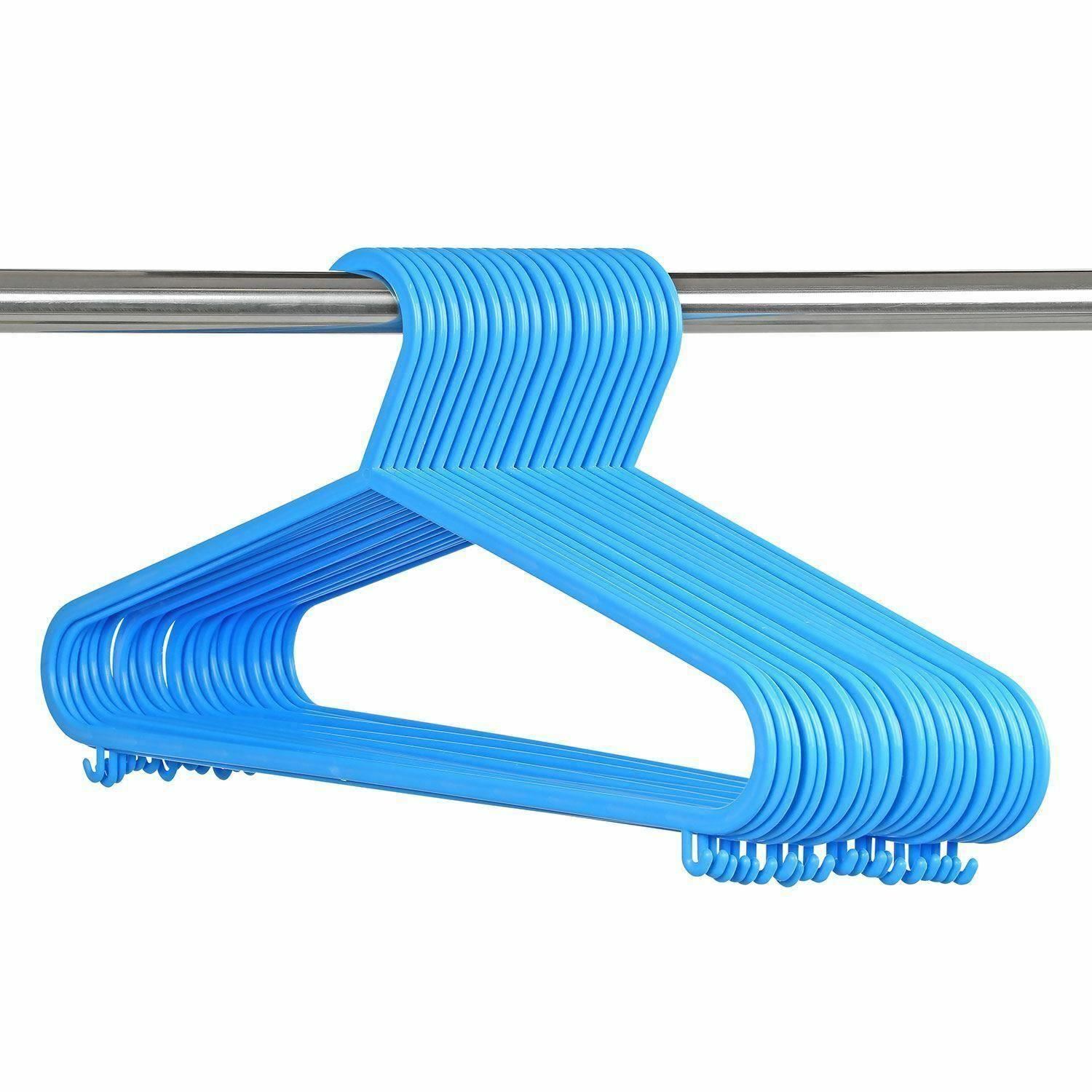 100 x ADULT BLUE COAT HANGERS HANGER COATHANGER STRONG PLASTIC CLOTHES