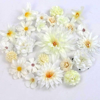 Ezranova 17 pcs Artificial Flowers-Fake Flower Heads for Cake Decorations, DIY 