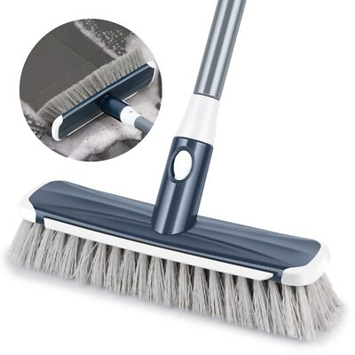 Push Brush with Stiff Bristles and Long Handle for Cleaning Scrubbing Deck Yard