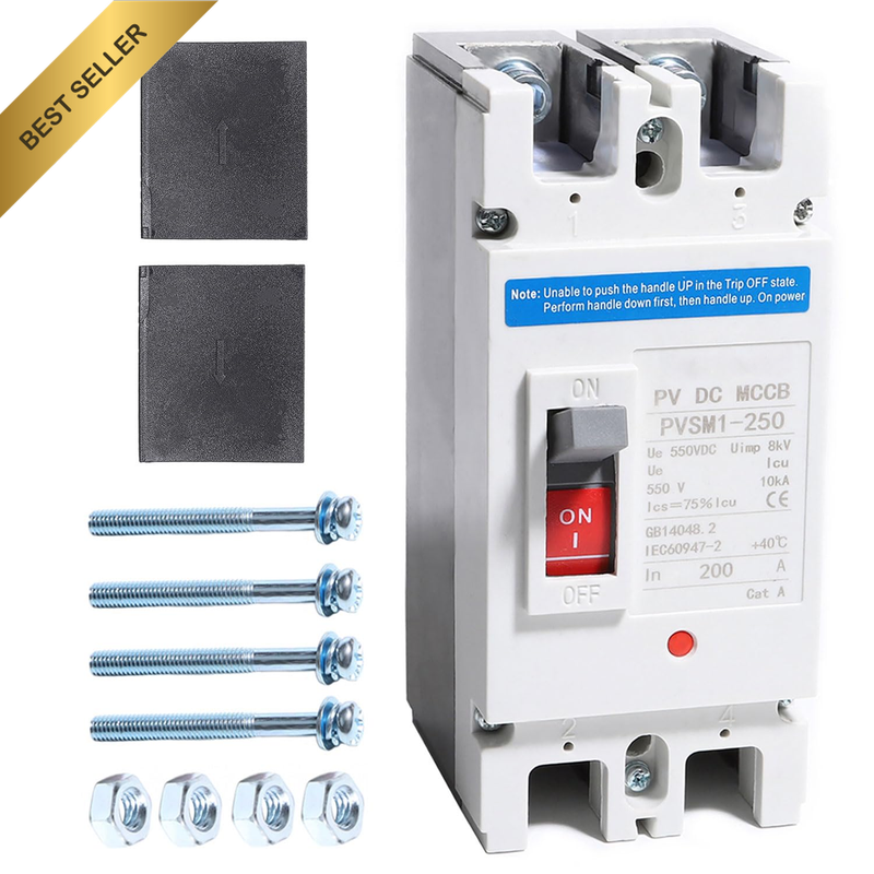 200 Amp DC Breaker 500V Battery Disconnect Switch for Main Power Panels Grid Sys