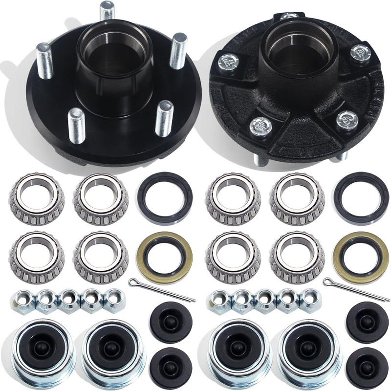 2Sets 5 on 4.5'' Trailer Hub Kits for 2000Lbs 1'' or 1-1/16'' Straight Axle, 5 L
