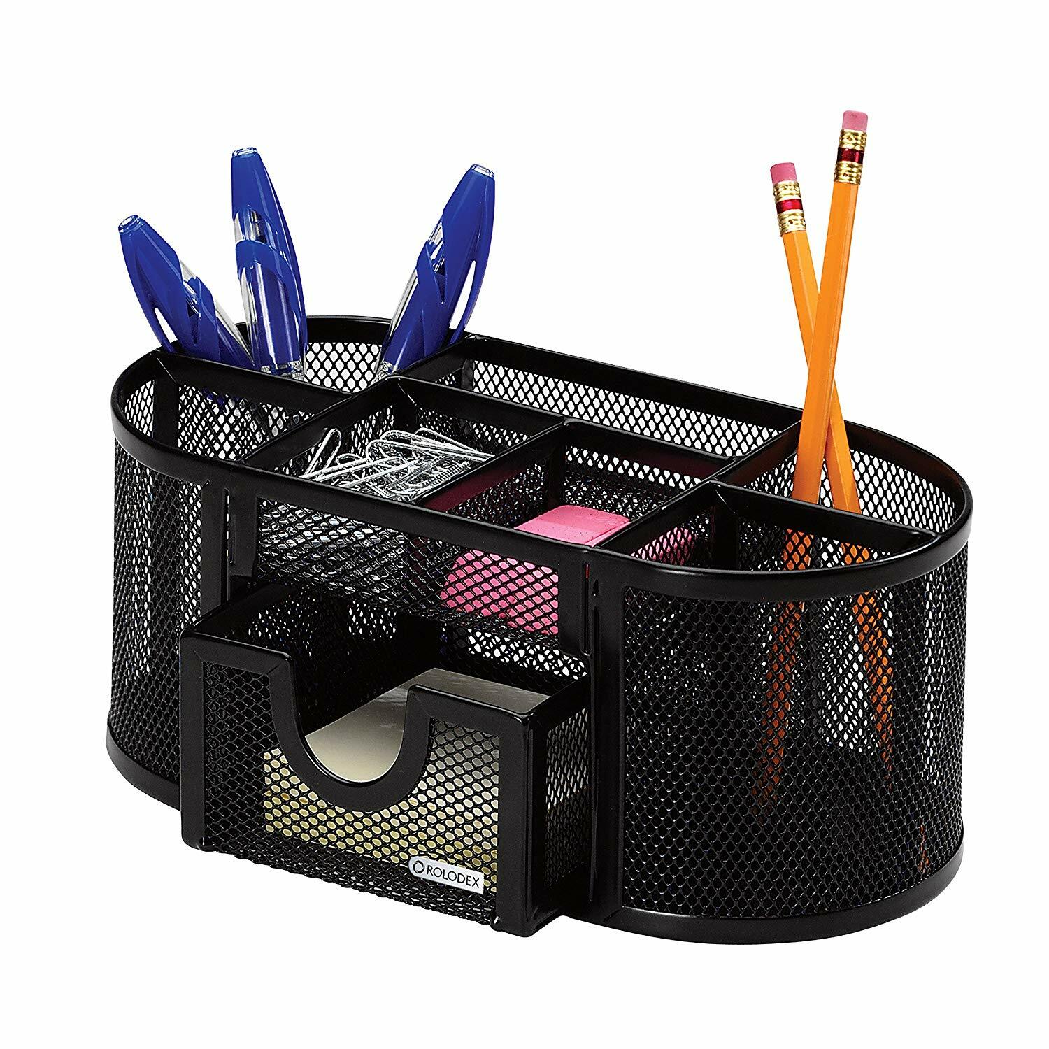 Rolodex Mesh Pencil Cup Organizer Four Compartments Steel 1746466 Black NEW
