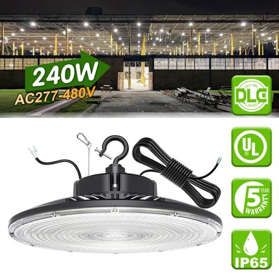 240W 277-480V LED High Bay Light Fixture Warehouse Shop Garage Commercial Lights