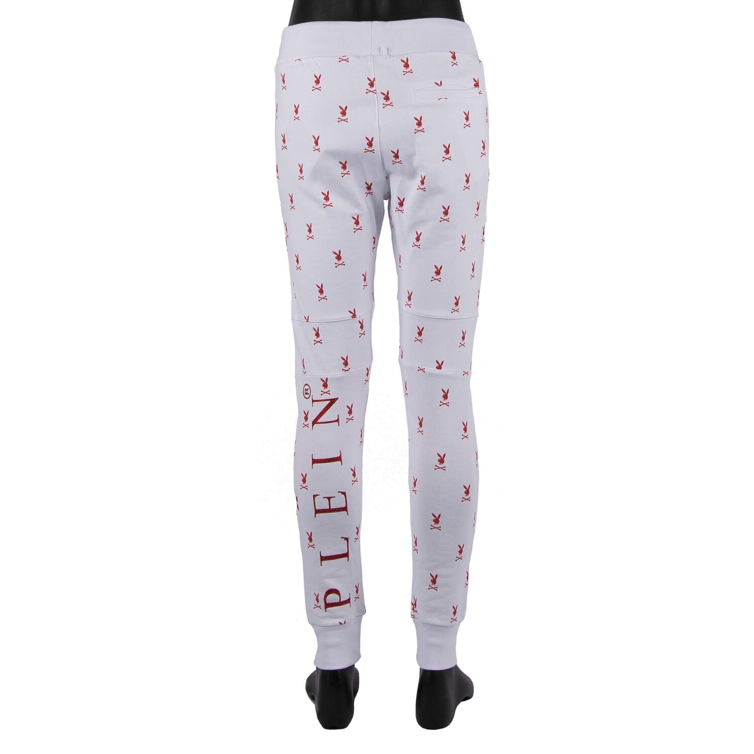 Pre-owned Philipp Plein X Playboy Crystals Jogging Trousers Sweatpants White Red 08473