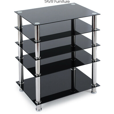 5-Tier Tempered Glass Audio Video Tower TV Rack for TV/Xbox/