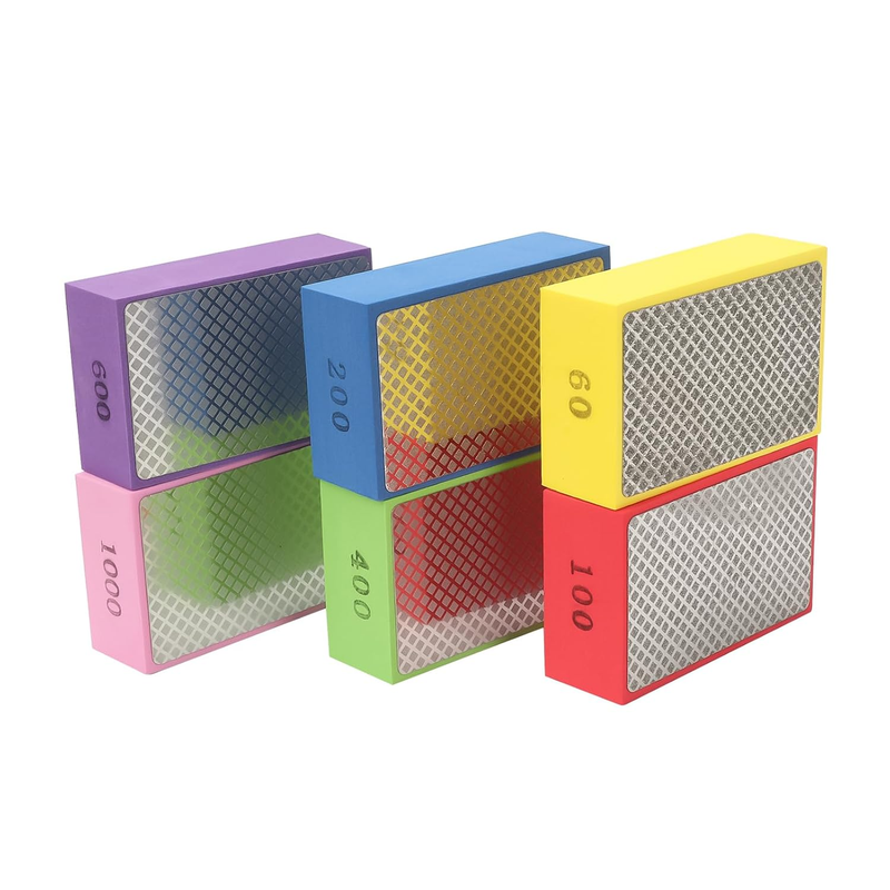 6Pcs Diamond Hand Polishing Pads, 60/100/200/400/600/1000 Diamond Sanding Pads f