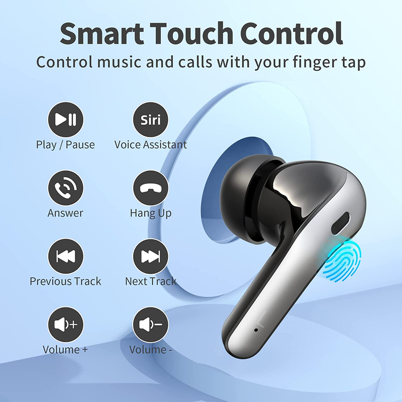 Bluetooth Headphones True Wireless Earbuds 60H Playback LED Power ...