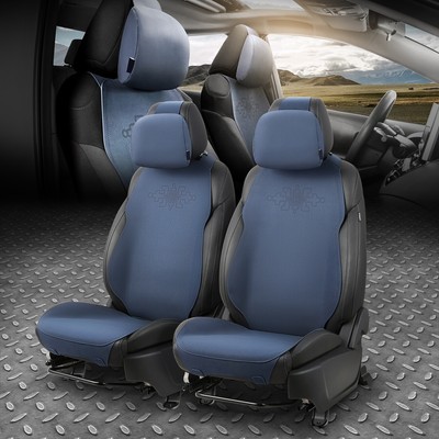 Набор чехлов на сиденья из микрозамши серии Protex Plus, защитная подушка синего цвета для переднего ряда