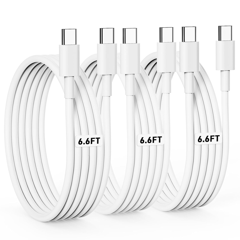 USB C to USB C Cable [3Pack-6.6FT] 3A/60W PD Fast Charger USB Type C Data Cable