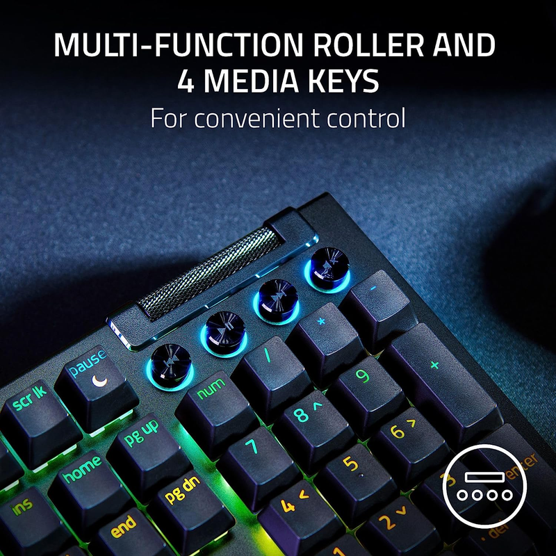 Razer Blackwidow V4 Mechanical Gaming Keyboard: Yellow Switches Linear & Silent