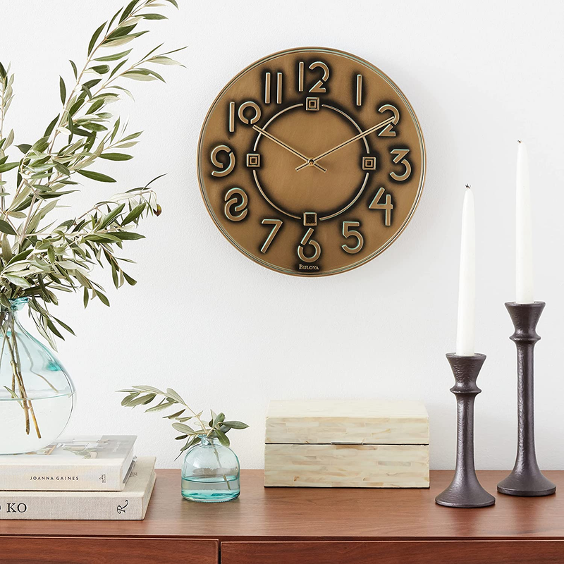 C3333 Frank Lloyd Wright Exhibition Wall Clock, Antique Bronze Metalli...