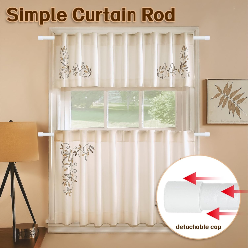 Matte White Heavy Duty Curtain Rods - 23 to 52 Inch, Set with Brackets