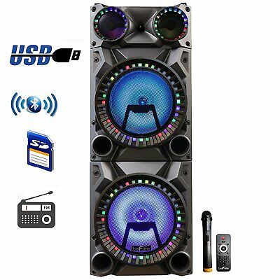 beFree 2000W Dual 12'' Portable Bluetooth PA DJ Party Speaker w Lights Warranty