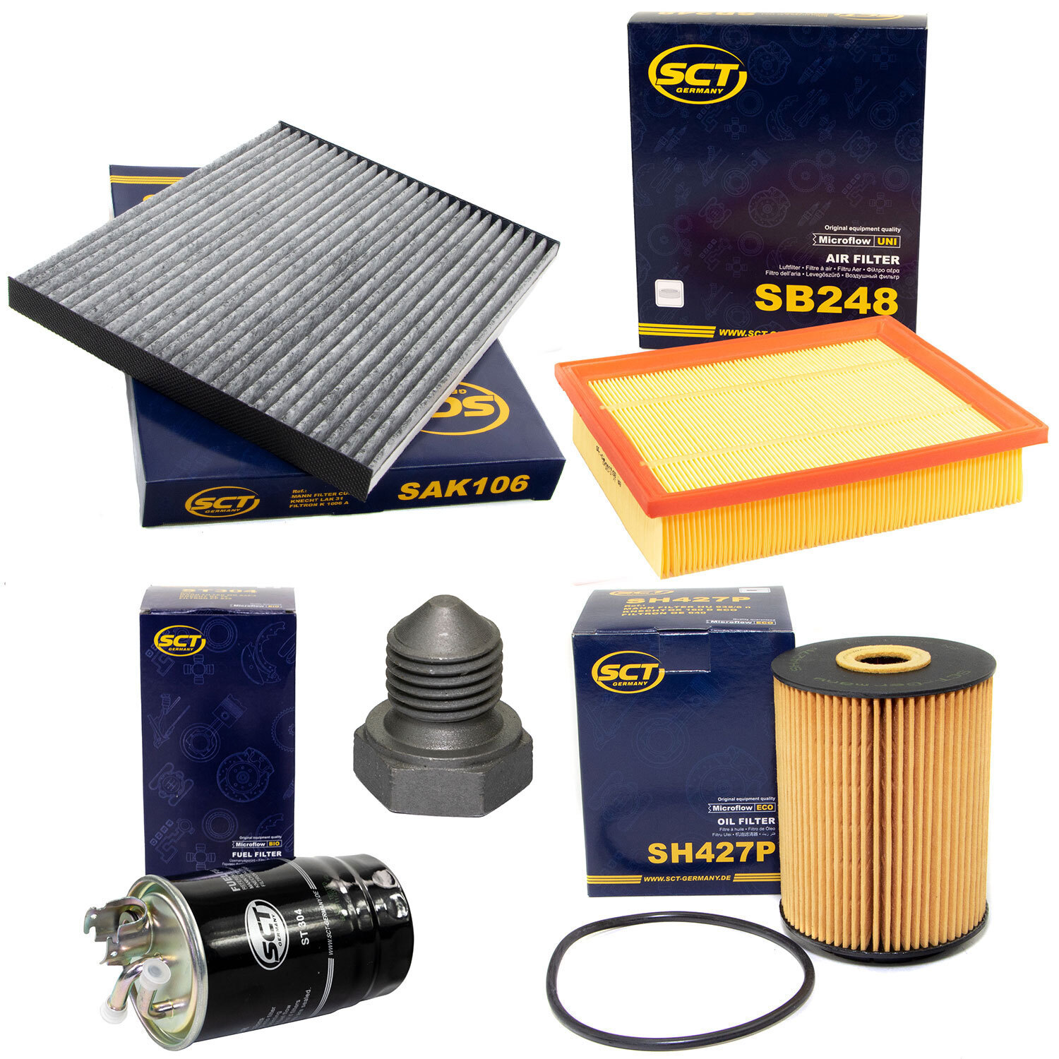 Filter Set Kraftstoff-ÖL-Luft-Innenraum + Ölablassschraube für VW Golf III Vento