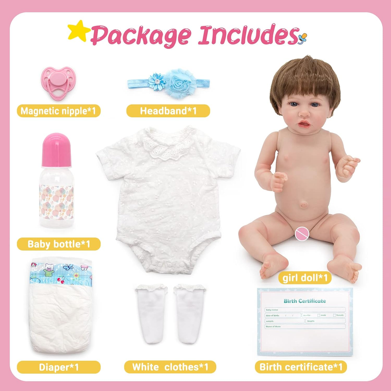 Reborn Baby Dolls 22Inch Realistic Newborn Baby Doll Girl Full Body Vinyl Was...