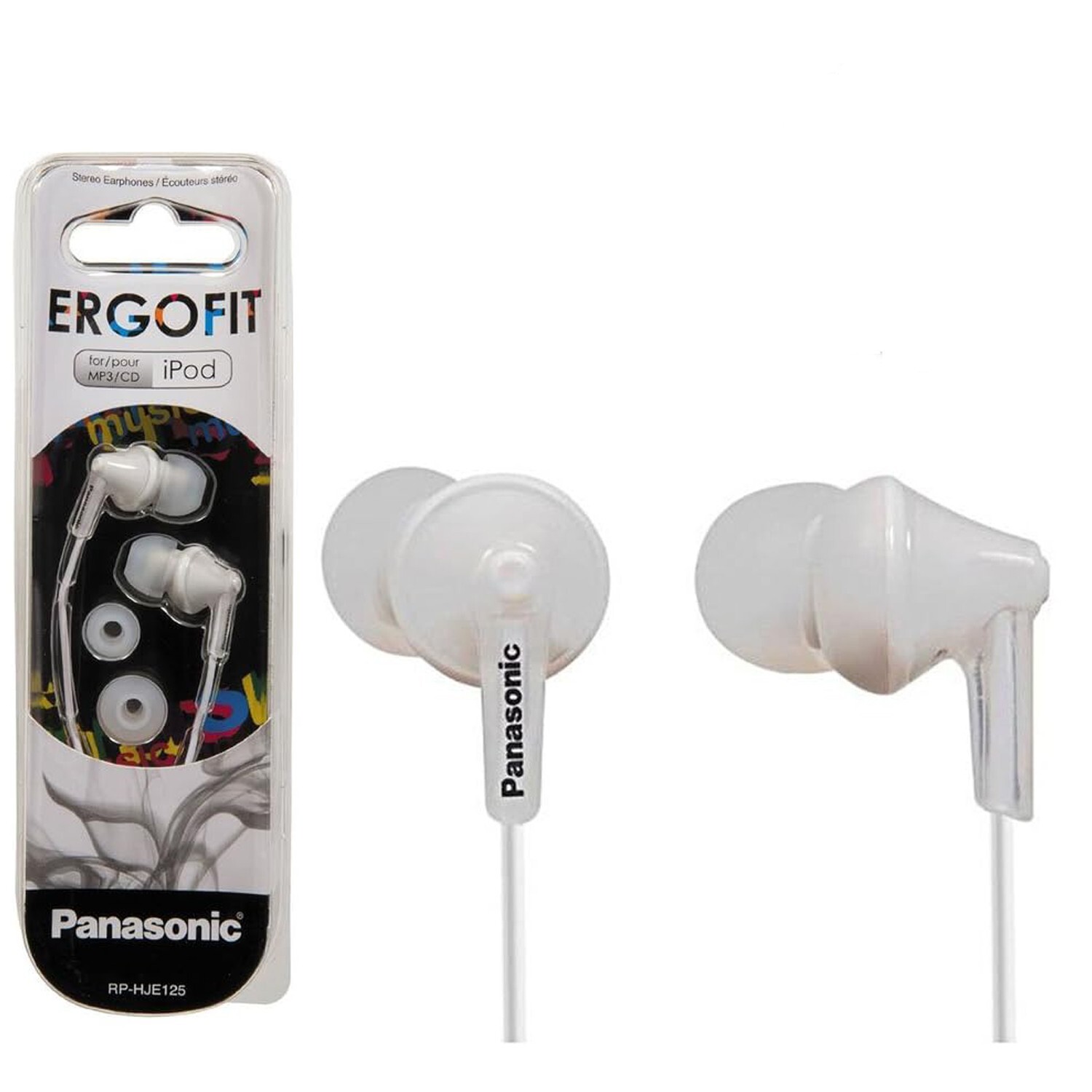 Panasonic RP-HJE125E-W Ergofit Stereo In-Ear Wired Headphones/Earphones -  White | eBay UK