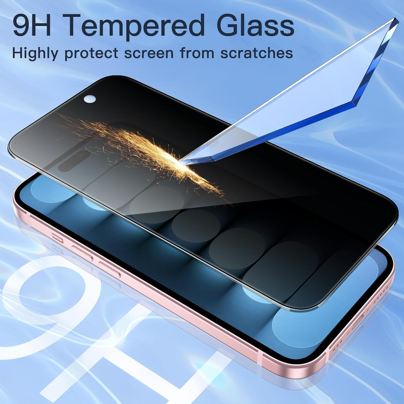 Privacy Screen Protector for iPhone 15 6.1-Inch, Anti-Spy Tempered Glass Film wi