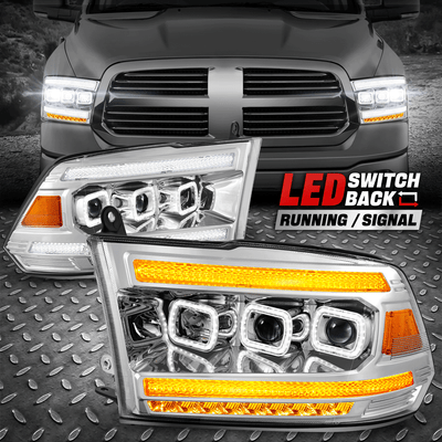 Для 13-24 Ram светодиодных фар с проектором последовательного сигнала обратного хода, Хром