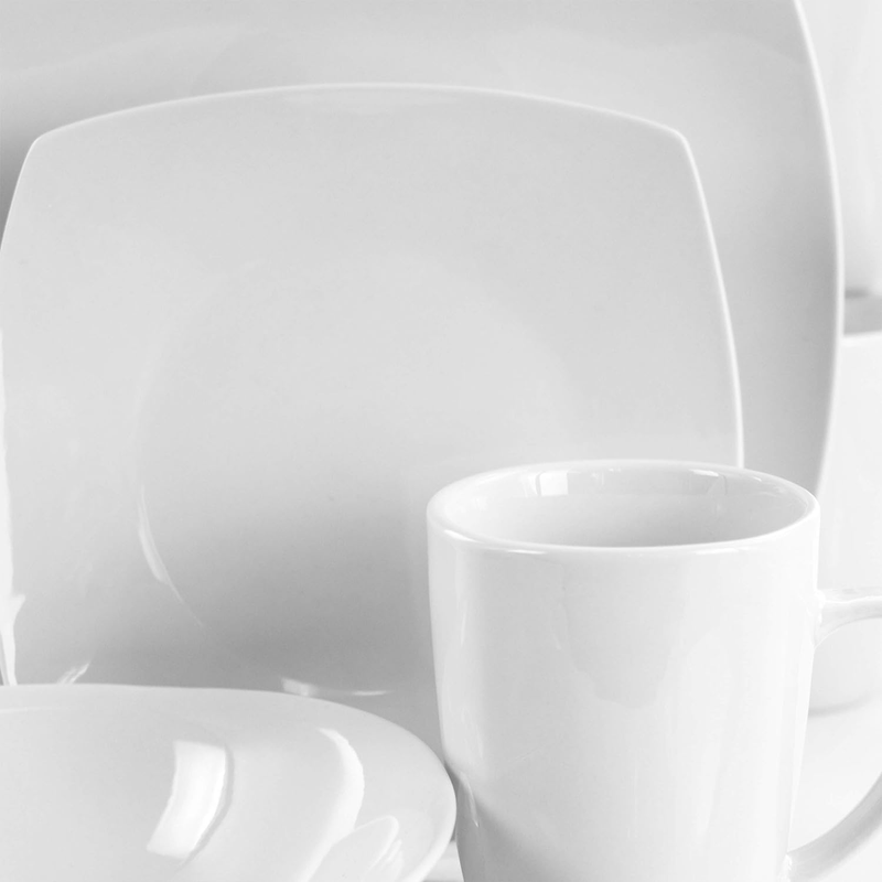 Service for Four 16 Piece Porcelain Dinnerware Set, White-Square 2