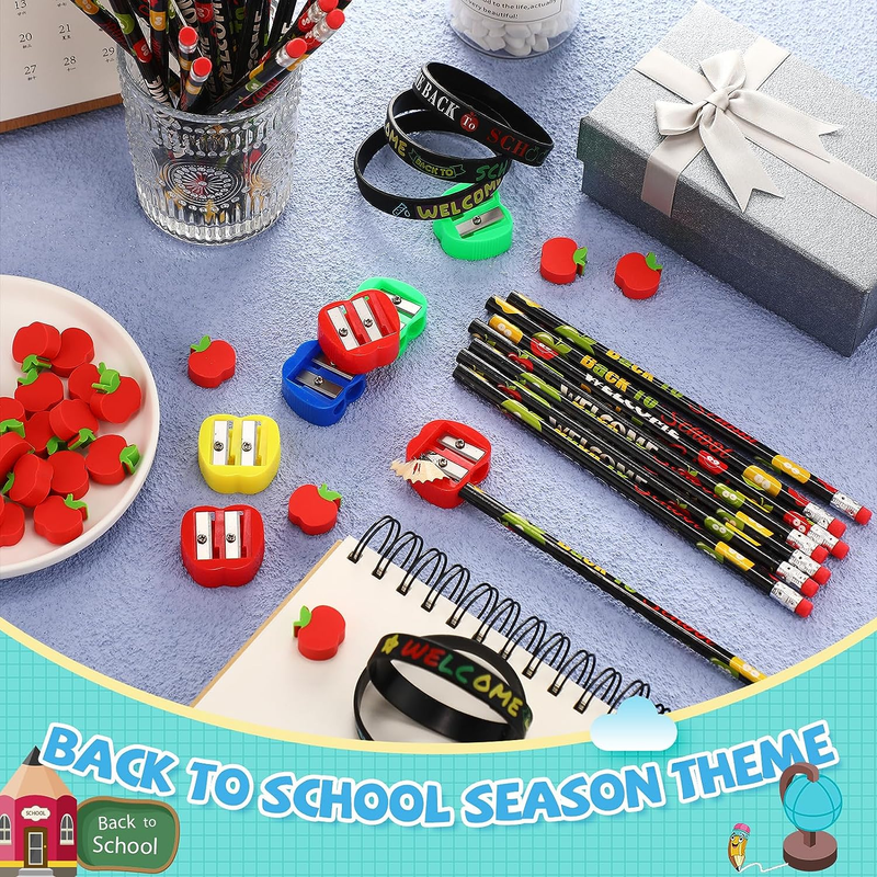 Mini Apple Erasers ,Silicone Bracelet, Pencil Sharpeners